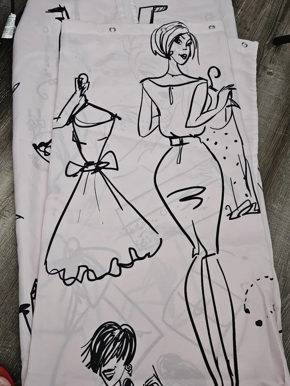 Girly Pink Shower Curtain Fashion Sketch 72x72